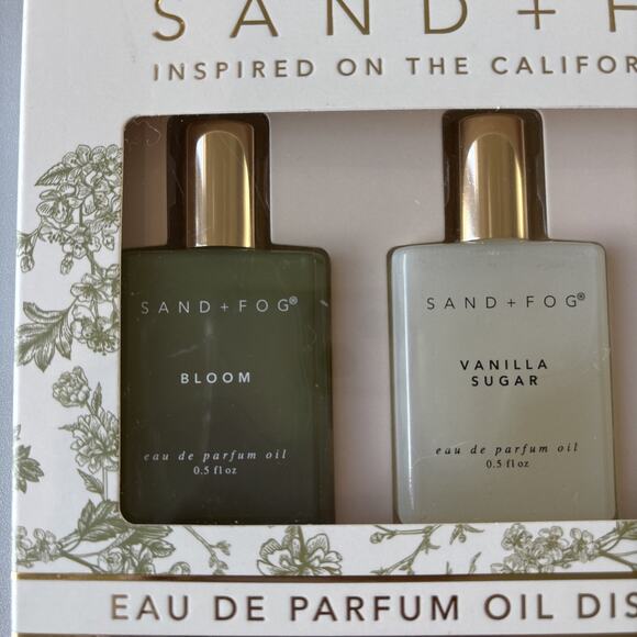Sand + Fog Eau de Parfum Oil Roller Bloom Vanilla Sugar Amber & Pear Set of 3 - Picture 2 of 5